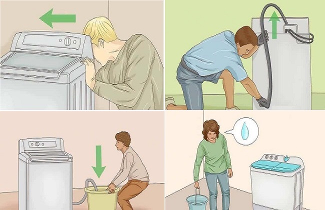 Cách xả nước trong máy giặt cửa trên